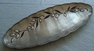 PLATTE SERVIERTABLETT LENOX GROSS SILBER LÄNGLICH OVAL BROT - Bild 1 von 7