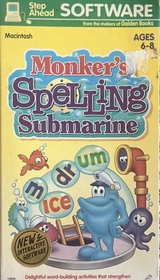 Monker’s SPELLING Submarine Vintage Sierra Step Software Apple Macintosh F S/H - Image 1 of 3