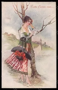 Postal firmada por artista Crotta moda glamour dama serie 1518 VK8238 - Imagen 1 de 2