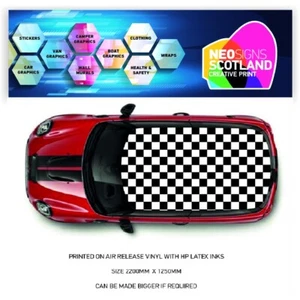 Printed CHEQUERED FLAGED Roof wrap for Mini or any car Air Release Vinyl CRW051 - Picture 1 of 1