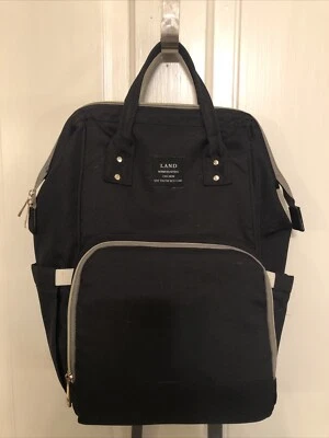 LAND Mommy And Baby Bag Canvas Light Weight Chic Classy Backpack Black - Image 1 of 4