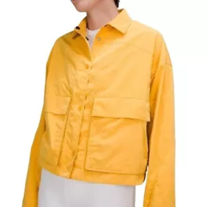 LULULEMON Wheat Yellow Simply Effortless Cropped SOLD OUT Light Jacket SZ 6 EUC - Picture 1 of 18