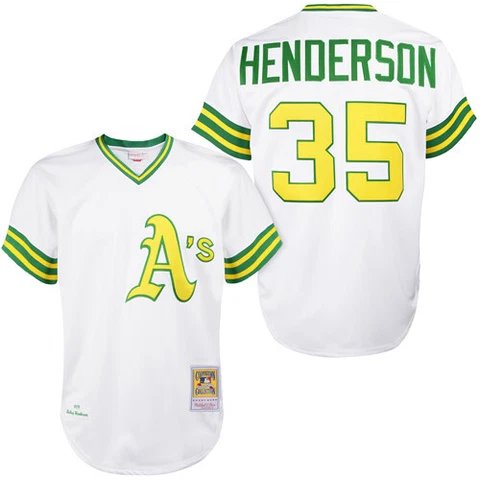 Rickey Henderson Mitchell Ness Oakland Athletics Authentic Pro White 1979 Jersey Cover