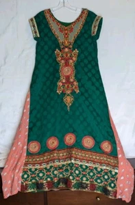 Handmade Indian Shalwar Kameez  Chiffon Gharra  Bust 40 Length 53 Prop Costume  - Picture 1 of 10