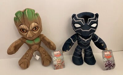 2 NWT Marvel Poseable Plush Bendable Flexers 10" Plush Black Panther & Groot 🎁 - Image 1 of 2