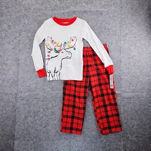 Carter's 2-Piece Girls Reindeer Cotton & Fleece PJs Pajama Pant set 5 NWT Red - Picture 1 of 1