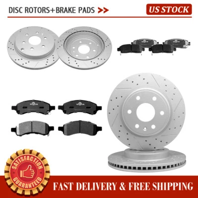 Pastilhas de freio de cerâmica rotores de disco dianteiros traseiros para Chevy Traverse GMC Acadia Enclave - Imagem 1 de 4