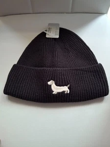 DAMEN WINTER  STRICK MÜTZE  KOPFBEDECKUNG   Hund Dog Dackel schwarz neu - Bild 1 von 4