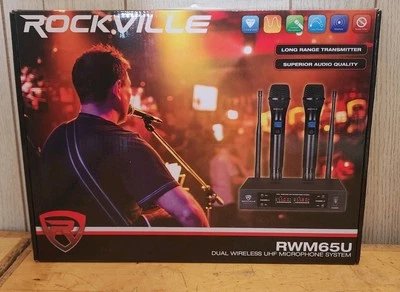 Sistema de micrófono UHF inalámbrico doble Rockville RWM65U - negro (RWM65U) Foto 1 de 4