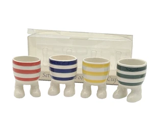 Set Of Four Ceramic Footed Egg Cups-2-3/4" T x 2" W-Vibrant Stripes by RPI New - Picture 1 of 8