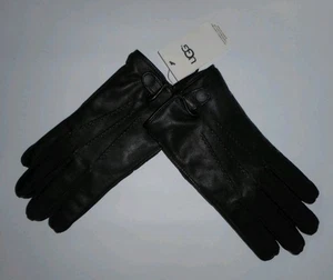 UGG for Men TECH TOUCH schwarz LEDER Kunstfell gefüttert Druckknopf HANDSCHUHE Herren LARGE NEU - Bild 1 von 5