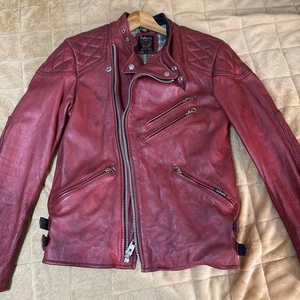 Schott Leather Jacket Red Durable Classic Diamond Quilted Fall Style - Picture 1 of 11
