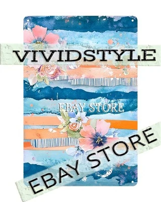 Placa de estanho Coral Wave listrada design floral moderno - Imagem 1 de 3