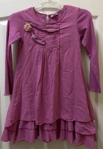 Naartjie Kids Girls Pink Floral Cotton Tiered Long Sleeved Dress Size XXL/8 - Picture 1 of 7