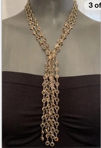 Signed ABS Allen Schwartz Multi-chain Krystal Statement Necklace - Picture 1 of 2