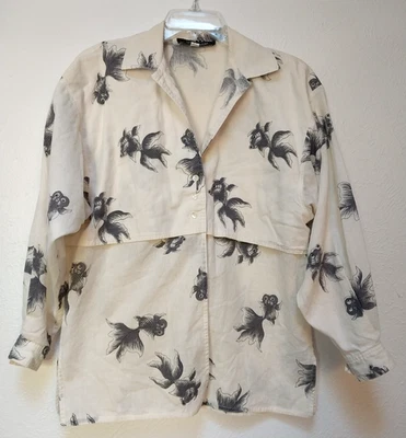 Винтажная футболка Wayne Clark Sportwear Koi Fish золотая рыбка маленькая хлопковая РЕДКАЯ - Изображение 1 из 4