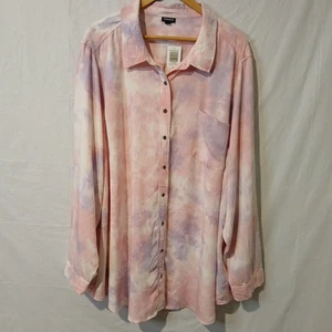 Torrid Größe 5 x Batikbluse mit Knopfleiste rosa lila neu mit Etikett! - Bild 1 von 8