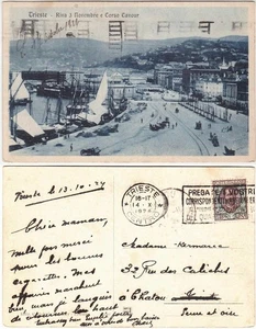 TRIESTE - RIVA 3 NOVEMBRE E CORSO CAVOUR - VIAGG. 1924 -35949- - Picture 1 of 1