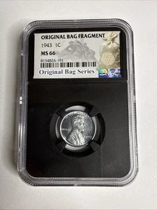 1943 1C Lincoln Steel Cent NGC MS 66 Original Bag Fragment Slab * A15 - Picture 1 of 4