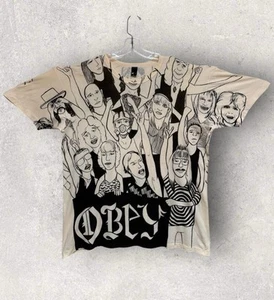 Vintage Y2K Obey AOP Single Stitch T Shirt XL 25”x30” EUC Made In USA *RARE* - Picture 1 of 7