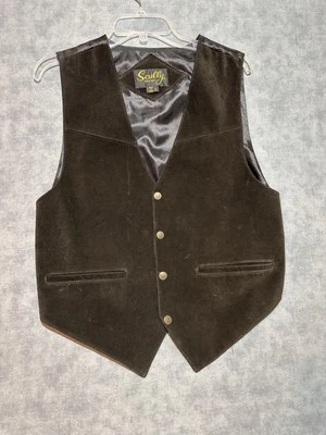 Scully Men’s Western Black  Suede Snap Front Vest OK State Seal Size Small-127 - Image 1 of 4