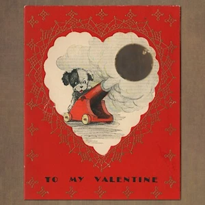 Used Vintage RUST CRAFT Valentine's Day Greeting Card, Big Shot Dog Cannon Ball - Picture 1 of 5