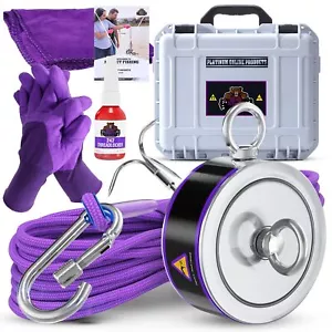 2600LB’s Complete Fishing Magnet Kit 4.6 in Double Sided Magnet Fishing Kit Case - Picture 1 of 6