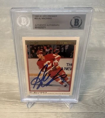 Карта с автографом Эла Макинниса из Calgary Flames Opc Premier Beckett BAS с сертификатом подлинности - Изображение 1 из 4