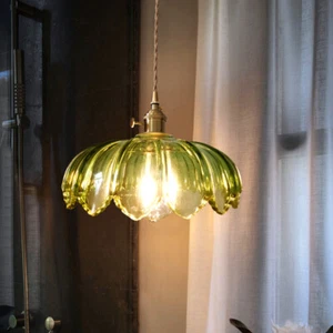 Vintage Stained Glass Shade Ceiling Hanging Light Dining Room Chandelier Fixture - Picture 1 of 12