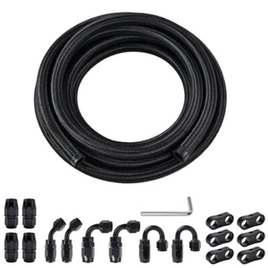 8AN CPE Fuel line Hose Braided Nylon Stainless Steel 20FT+ 10 Aluminum Fitting - Picture 1 of 9
