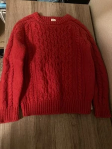 Crewcuts Red Cable Knit Sweater 6/7 Long Sleeve Cotton Nylon Merino Wool Blend - Picture 1 of 3