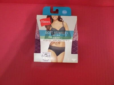 Womens Hanes Plus size Panties Underwear Soft Stretch Lace Bikini NIP sz 8 2pk - Image 1 of 4