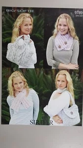 Sirdar Knitting Pattern #9789 To Knit Scarves & Bags using Big Softie Yarn - Picture 1 of 1