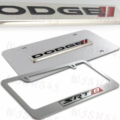 2 PIEZAS DODGE SRT-8 Espejo Acero Inoxidable Marco de Placa 3D - DELANTERO Y TRASERO Foto 1 de 4