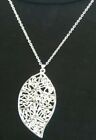 NEW LADIES SILVER LEAF NECKLACE AND CHAIN FREE ORGANZA GIFT BAG FREE P&P