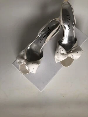 J Renee High Heel Open Toe Shoe with Rhinestone Studded Bow In Box - Image 1 of 4