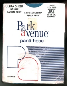 Park Avenue Ultra Sheer Deluxe Pantyhose TURQUOISE Color Sz B To 5'4" 135 1970s - Picture 1 of 2