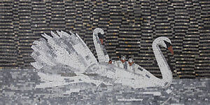 Two White Romantic Lovely Swans On A Lake Marble Mosaic AN130
