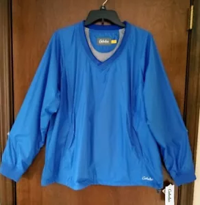 NWT CABELA'S Woman's XL V-Neck Blue Polyester Lined Pullover Windbreaker - Picture 1 of 10