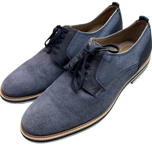 Mens Size 12 Steve Madden Carlyn Oxford Blue Suede Denim Sneaker Shoe Casual - Picture 1 of 10