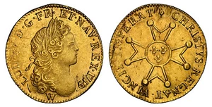 FRANCE. Louis XV. 1719-W AV Louis d'Or. NGC UNC Details Cleaned. KM 438.1 - Picture 1 of 1