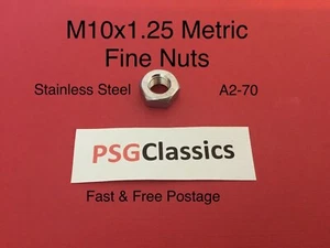 M10x1,25 Metrisch Feingewinde Volle Breite Mutter Edelstahl Standard Muttern - Bild 1 von 9