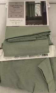 ⚡️Threshold Light Filtering Solid Farrah Curtain Curtain Panel - Green 👉2 Lot👈 - Picture 1 of 3