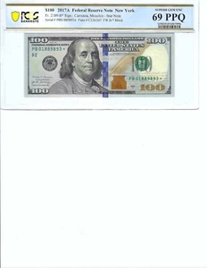 2017 $100 FRN FR2189B* PCGS 69 PPQ, New York * Note S/N B01889893*!!! - Picture 1 of 2