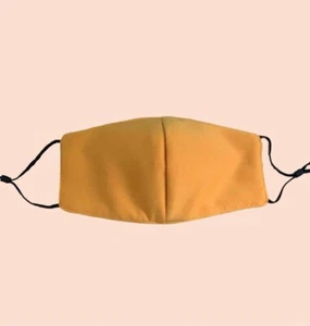 1 MUSTARD 2 LAYERS FACE MASK WASHABLE FABRIC CLOTH REUSABLE FACEMASK Austr - Picture 1 of 3