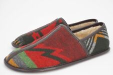 NEW | $295 RRL US 9 SHEARLING SLIPPERS LEATHER OUTSOLE NAVAJO SOUTHWESTERN