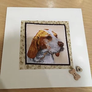 Hand Made Sewn Cards Birthday Thank You Thinking Of Beagle Dog 🐶 - Picture 1 of 1
