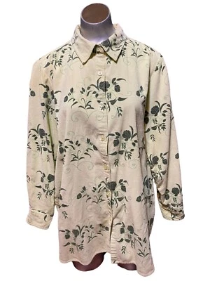 Camisa Mainstreet Azul Manga Larga Floral Amarilla Abotonada Talla L Foto 1 de 4