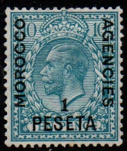 Morocco Agencies G5 1914, 1p on 10d turquoise-blue Spanish Currency sg135 m/mint - Picture 1 of 1