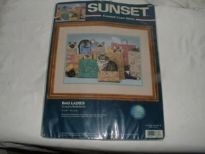 Kit de punto de cruz contado puesta de sol ""Bolso damas"" #13662 gatos nuevo sellado - Imagen 1 de 2